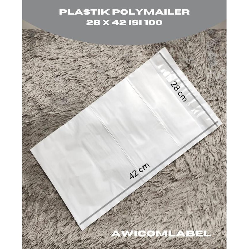 

5WUM 28X42 Polymailer Putih Plastik Packing Ukuran 28 X 42 Cm Isi 100