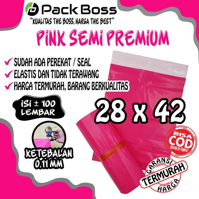

5WUM 28X42 Pink Semi Premium Polymailer Packaging Online Ada Perekat