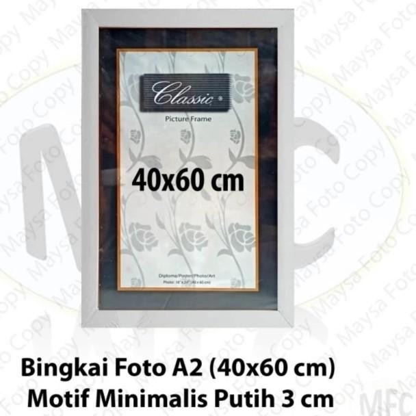 Bingkai Foto Frame Pigura 40X60 Full 3Cm Minimalis Hitam Dan Putih-Hit
