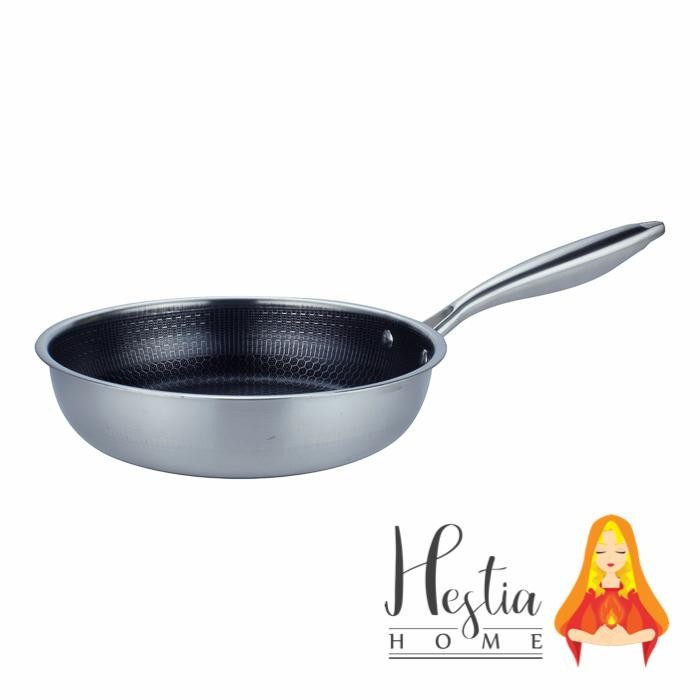 Home Pro Fry Pan Stainless Steel 24 Cm Wajan Anti Lengket Honeycomb