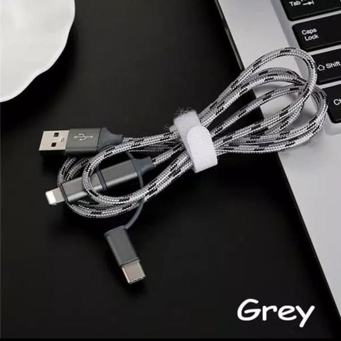 Kabel Data 3 In 1 / Charger Micro Usb Lightning Tipe C Fast Charging