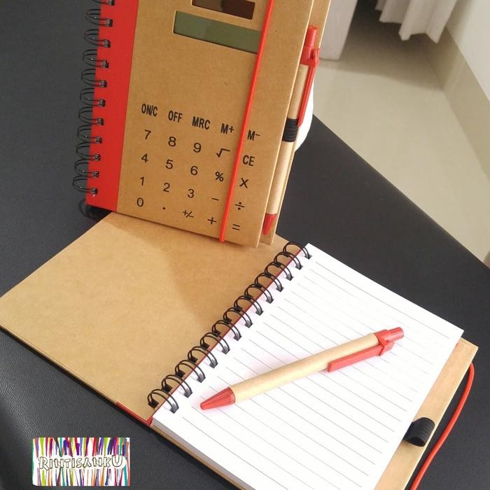 

Buku Agenda Motif Rustic Kalkulator, Notebook Memo 2In1 Calculator Pen