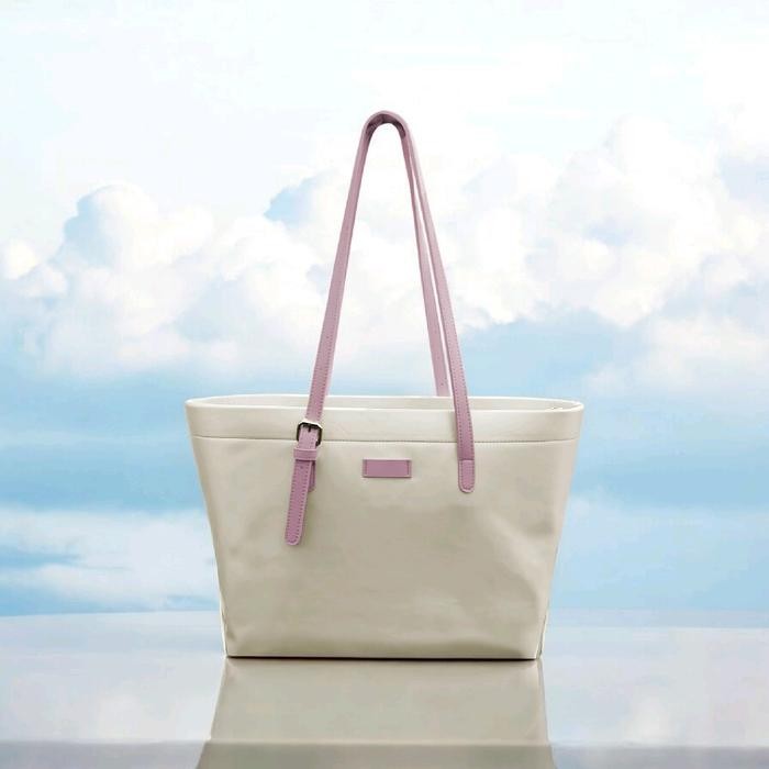 Totebag Wanita Kulit Nylon Anti Air dengan Lapisan Saten - 2 Slot Besar dan Kecil - 14 Inci -