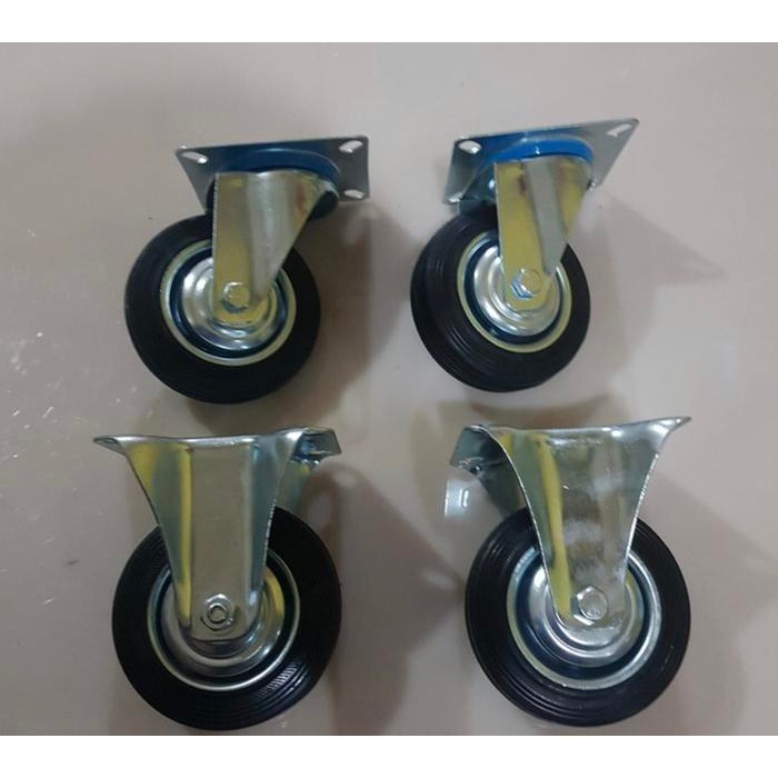 roda troli 4 inch karet putar mati