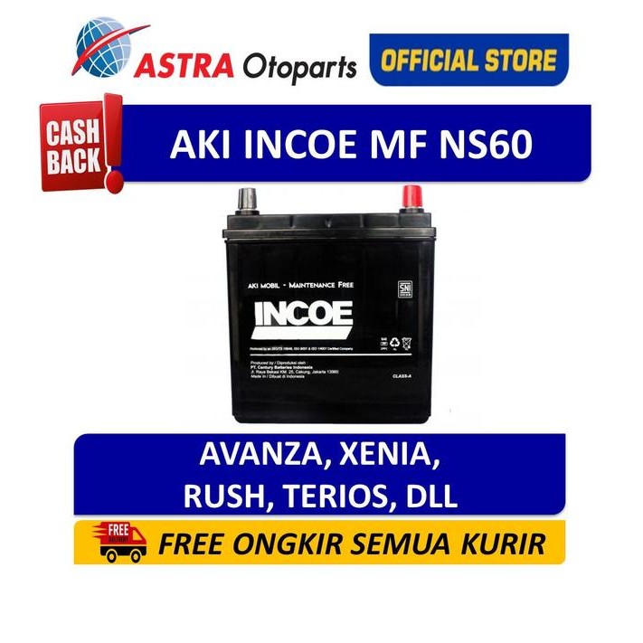 AKI INCOE MF NS60 - AKI MOBIL UNTUK MOBIL AVANZA, RUSH, XENIA, TERIOS,