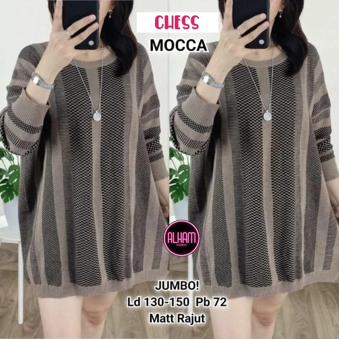 BLOUSE ATASAN WANITA KOREAN STYLE ELEGAN RAJUT IMPORT PREMIUM JUMBO LD 130 LENGAN PANJANG