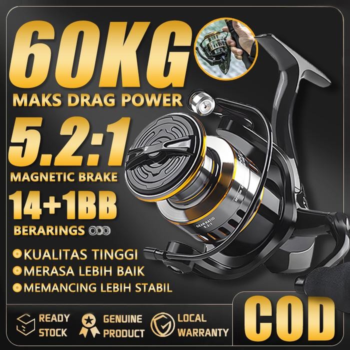 

Reel Pancing 60kg Asli Besi Fishing Reel Murah Kuat Power Handle Gulungan Pancing Metal CNC Ikan