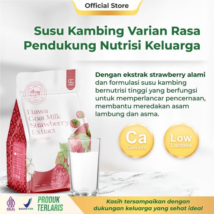 

Ternak Syams Susu Kambing Etawa Bubuk 1 Kilogram Varian Rasa Cokelat, Vanilla, Stoberi, Madu, Kurma