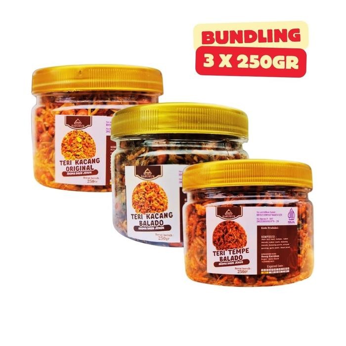 

READY PAKET BUNDLING 250GR TERI KACANG BALADO, TERI TEMPE BALADO ORIGINAL