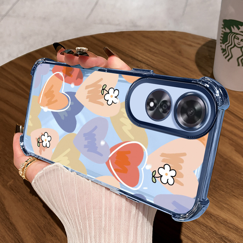 Casing Hp untuk OPPO A60 Case Cesing Pelindung Hati warna Morandi Silikon Softcase HP Kasing Kesing 