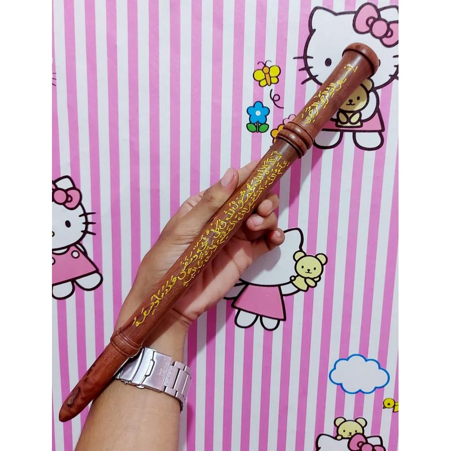 

tongkat kayu galih bidara Asli ukir panjang 35 cm