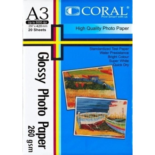 

CORAL GLOSSY PHOTO PAPER A3 260 GSM