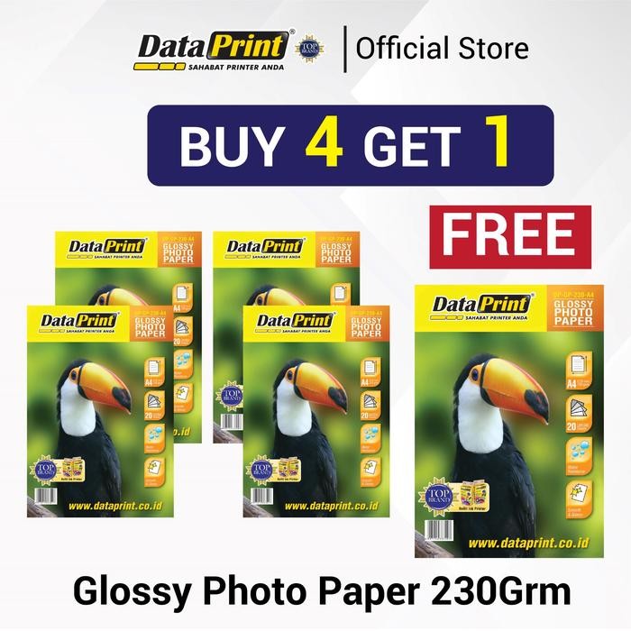 

Beli 4 Gratis 1 DataPrint GLOSSY PHOTO PAPER 230 GR A4