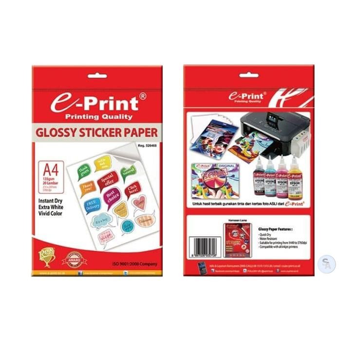 

E-PRINT - Glossy Sticker Paper A4 135 Gsm - Pack