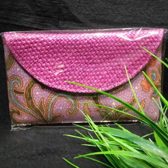 Clutch Batik Lawasan Anyaman Pandan Dompet Tas Gift Khas Indonesia 018