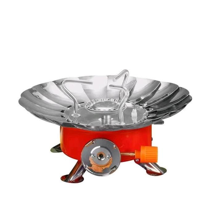 Kompor Camping Mini Portable Gas Stove Kotak Bulat Kompor Gunung Bunga Tahan Angin Metal Dengan 4