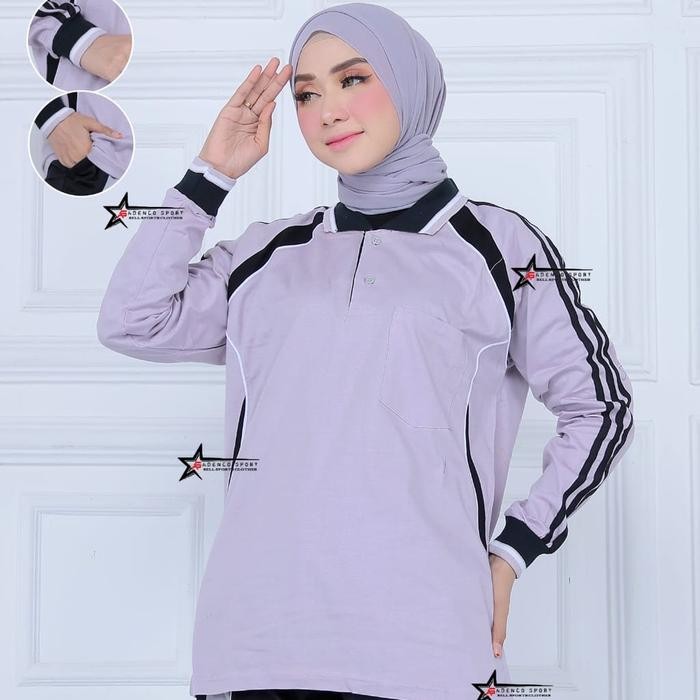 pita Kaos Olahraga Lengan Panjang / Atasan Baju Olahraga Wanita Muslim Hitam Sport Dewasa Dewasa