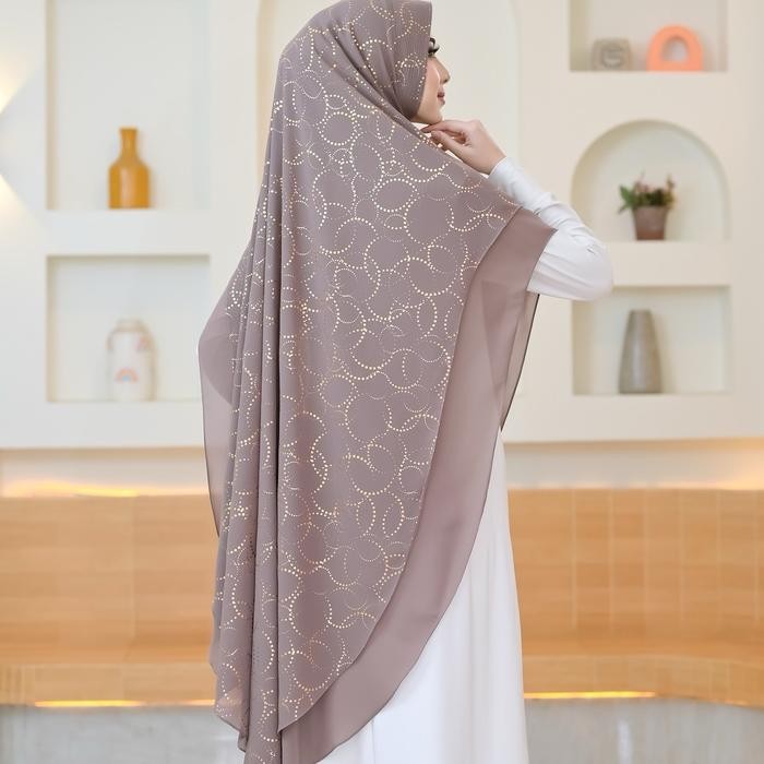 pita Khimar 2 Layer Nitika N-202 Babydoll France Voil Warna Gold - Cantik Panjang Soft Muslim Jilbab