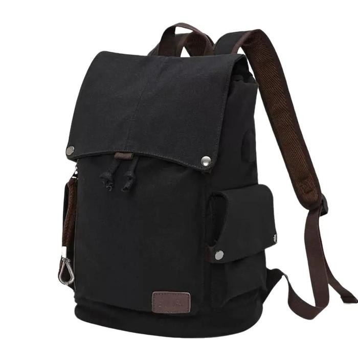 Tas Pia Ransel Besar Laptop 14 Inch Kanvas Polos Wanita Sekolah Kuliah