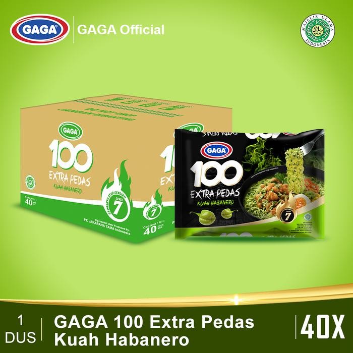 

GAGA 100 Extra Pedas Kuah Habanero (1 Dus isi 40pcs) Makanan Food Instan Spicy Soto