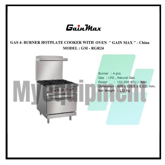 STOVE 4 BURNER WITH OVEN GAS GAINMAX GM RGR24