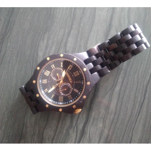 Jam Tangan Kayu Bewell/Jam Kayu Warna Hitam