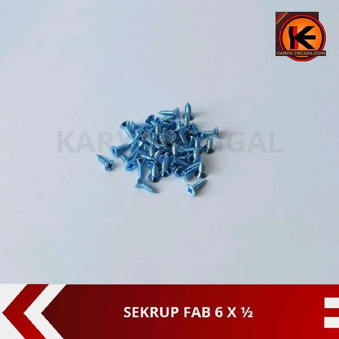 Sekrup Tapping FAB 6x1/2" 1,3 cm/ Sekrup Putih Kepala Rata Moon Lion