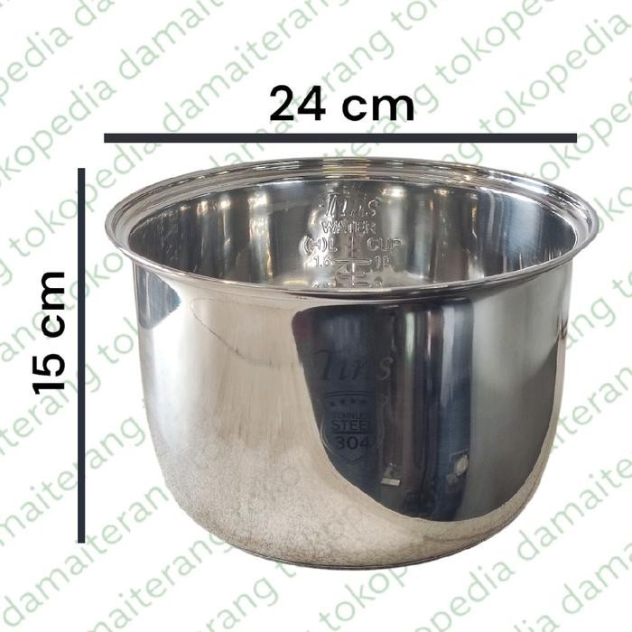 Panci Inner Pot Rice cooker Magic Com 1.8 Liter Universal Stainless