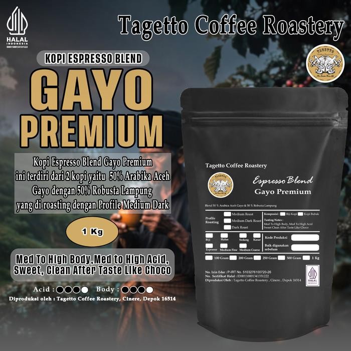 

Otten Flair - Biji Kopi Espresso Gayo Premium 1Kg - Arabica 50% & Robusta 50% Bean Ground Bubuk 1 Kg