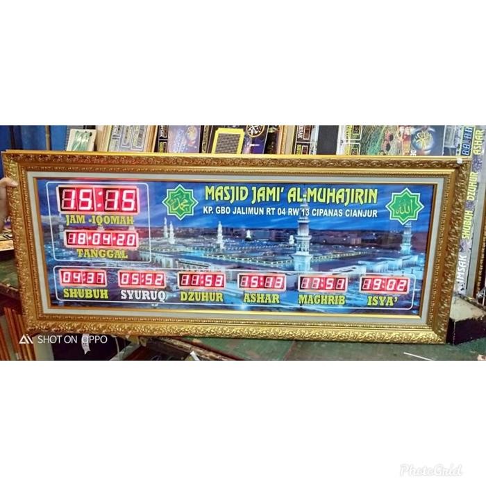 JAM MASJID DIGITAL JAM ADZAN JADWAL SHOLAT CUSTOM NAMA MASJID 50x125cm