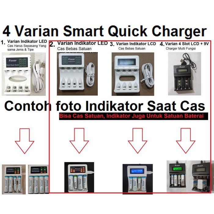 Charger Cager Cas Foxer Baterai Aa A2 , Aaa A3 Rechargeable