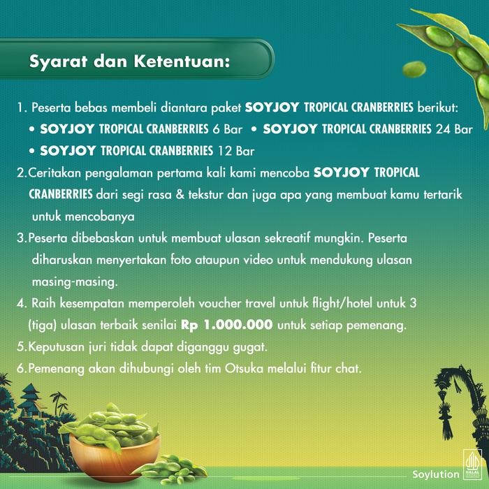 

Diskon! Promo Soyjoy Snack Bar Kedelai Tropical Cranberries 24 Bar Camilan Bergizi