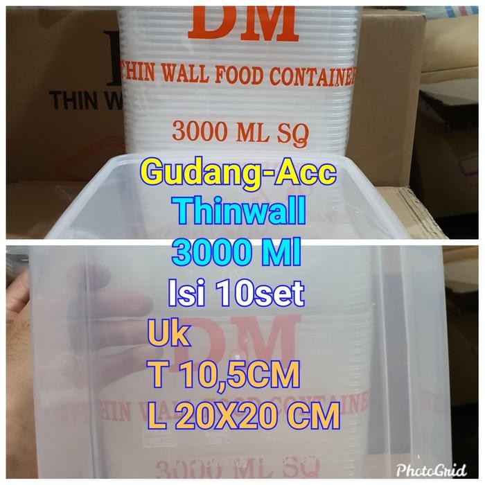 JT Thinwall 3000Ml Segiempat Food Container Box Tempat Makan Plastik 3000