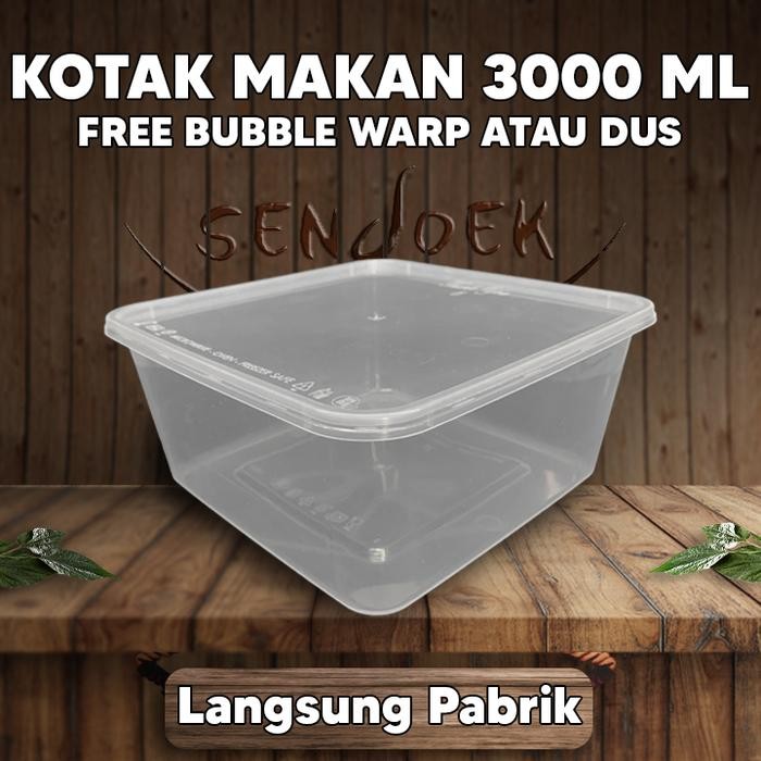 JT Thinwall 3000 ML Persegi / Kotak Makan Plastik