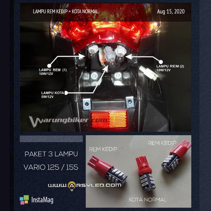 Arsyled Paket Lampu Led Motor Rem Honda Vario 125 150 Kedip Strobo Terang