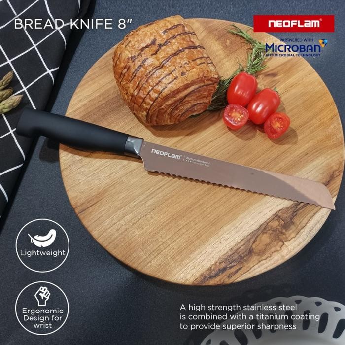RASA Neoflam Titanium Bread Knife Rose Gold / Pisau Roti Bergerigi