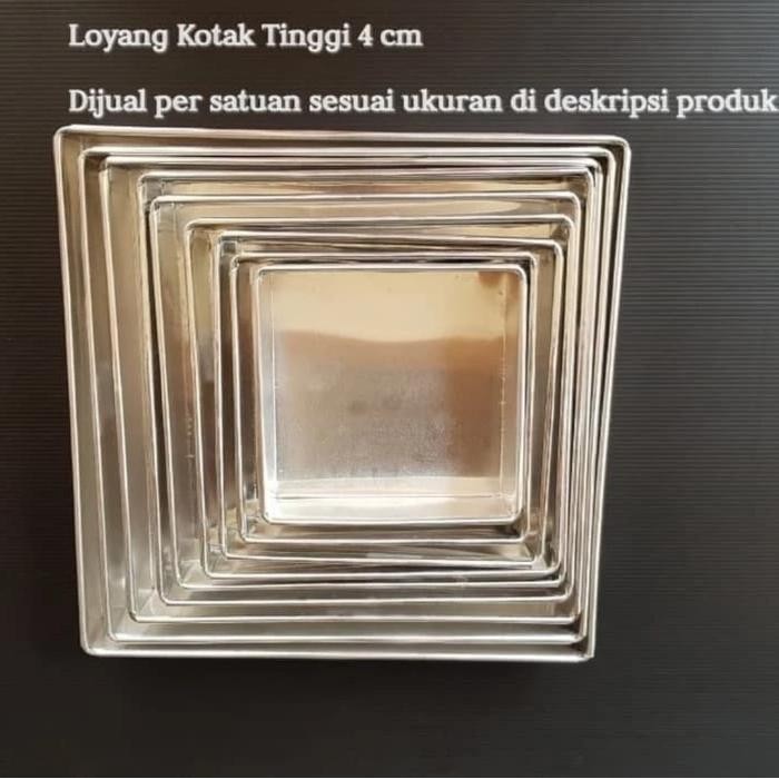 BAKE Loyang Kue Alumunium Kotak Tinggi 4Cm Aluminium Size 14 S/D 20 Cm