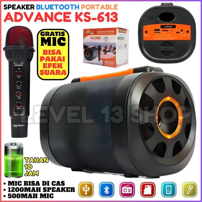 Speaker Bluetooth Portable Advance KS-613 With Mic Wireless Karaoke Recharger USB Advance KS-613