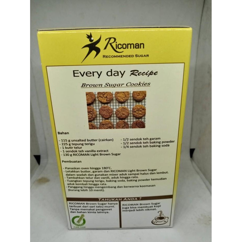

(Allthebest) RICOMAN LIGHT BROWN SUGAR KOTAK 500 GRAM