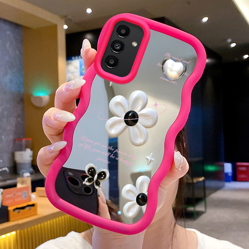 Casing Untuk Samsung A24 Case Casing Hati Ungu Gelombang Cermin Silikon Softcase HP Cesing Kasing Ke