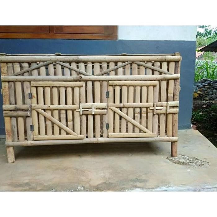 Kandang Ayam Bambu Lipat Segi Empat Rakitan Pintu 2