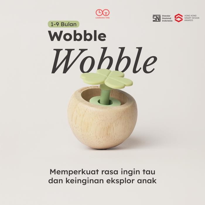 Playgro Funkids - Learning Time Wobble Wobble For Tummy Time - Mainan Kayu Bayi Sesi Tummy Time Usia