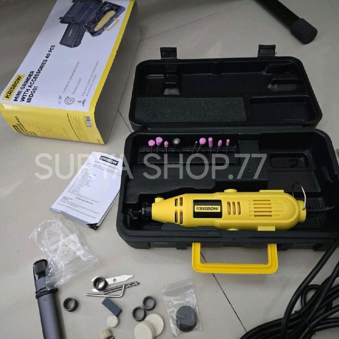 Terbatas Mini Grinder Krisbow Set 40 Pcs / Mini Drill /Bor Tuner