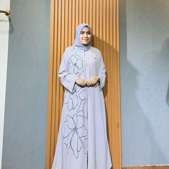 Nola-Luna Premium Abaya Basic Abaya Bordir Abaya Wanita Abaya Mewah Kaftan Hitam Lebaran Gamis