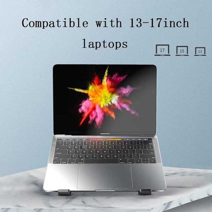 Stand Laptop Cooler Cooling Pad Aluminium Foldable 13-17 Inch