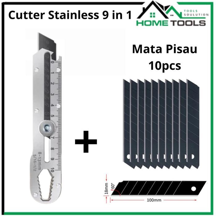 

ID CUTTER STAINLESS 9IN1 PISAU PENGGARIS KUNCI PAS PENGGARIS KATER MULTIFUNGSI PLUS MATA PISAU 10PCS