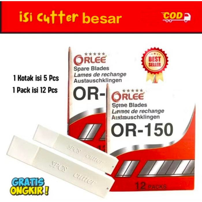 

ID 1 BOX 12 TUBE 60 PCS ISI CUTTER / REFILL CUTTER BESAR ORLEE OR-150