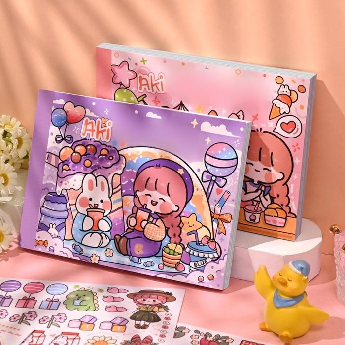 

ID 50 LEMBAR BUKU STIKER AESTHETIC MOTIF KARTUN IMUT UNTUK DEKORASI SCRAPBOOK DIY DAILY PLANNER BUKU