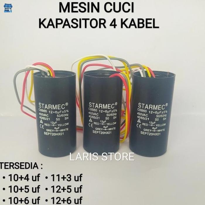KAPASITOR MESIN CUCI 2 TABUNG 4 KABEL SEMUA MERK UNIVERSAL SANYO SHARP