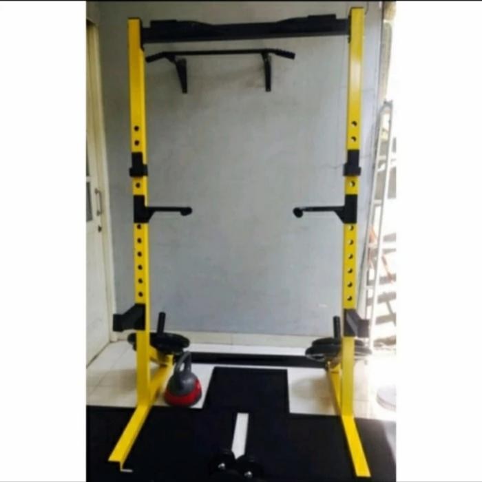 Squat Rack Multifungsi Support Dips (Resi Otomatis)